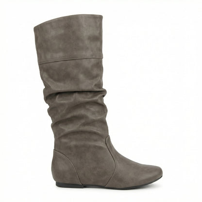 Norvielle Damen Flache Stiefel Bis Zum Knie