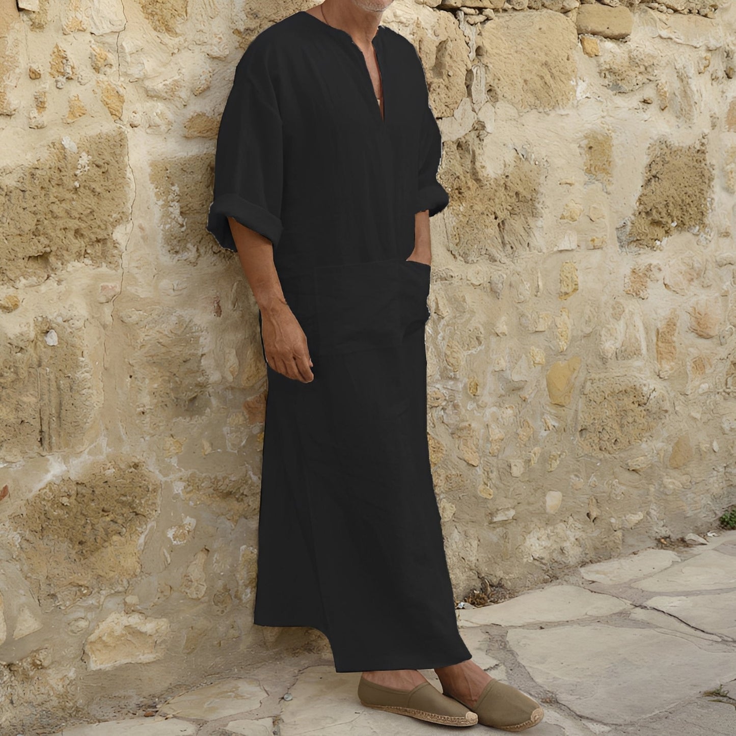 Herren Langkleid mit Schlitz aus Baumwolle