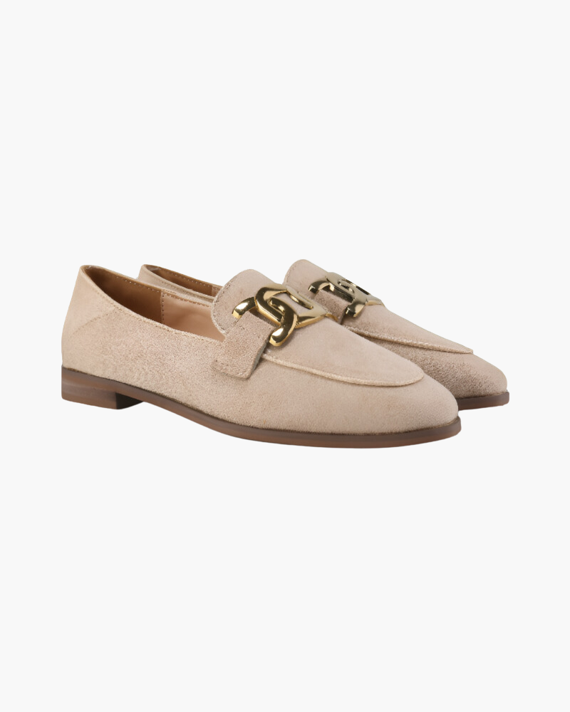 Damen Loafer Wildleder Goldene Schnalle - Norvielle