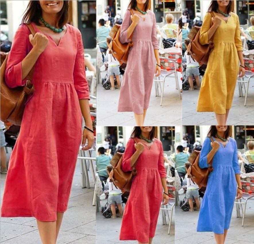 Damenkleid Tailliert V-Ausschnitt - Norvielle
