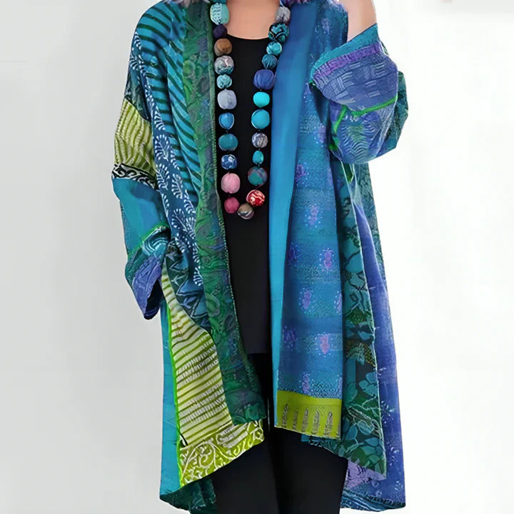 Damen Bohemian Kimono Druck muster Schwarz - Norvielle