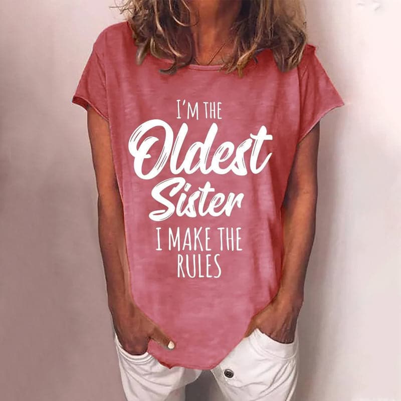 Norvielle Damen T-Shirt Rundhals Buchstabendruck - Norvielle