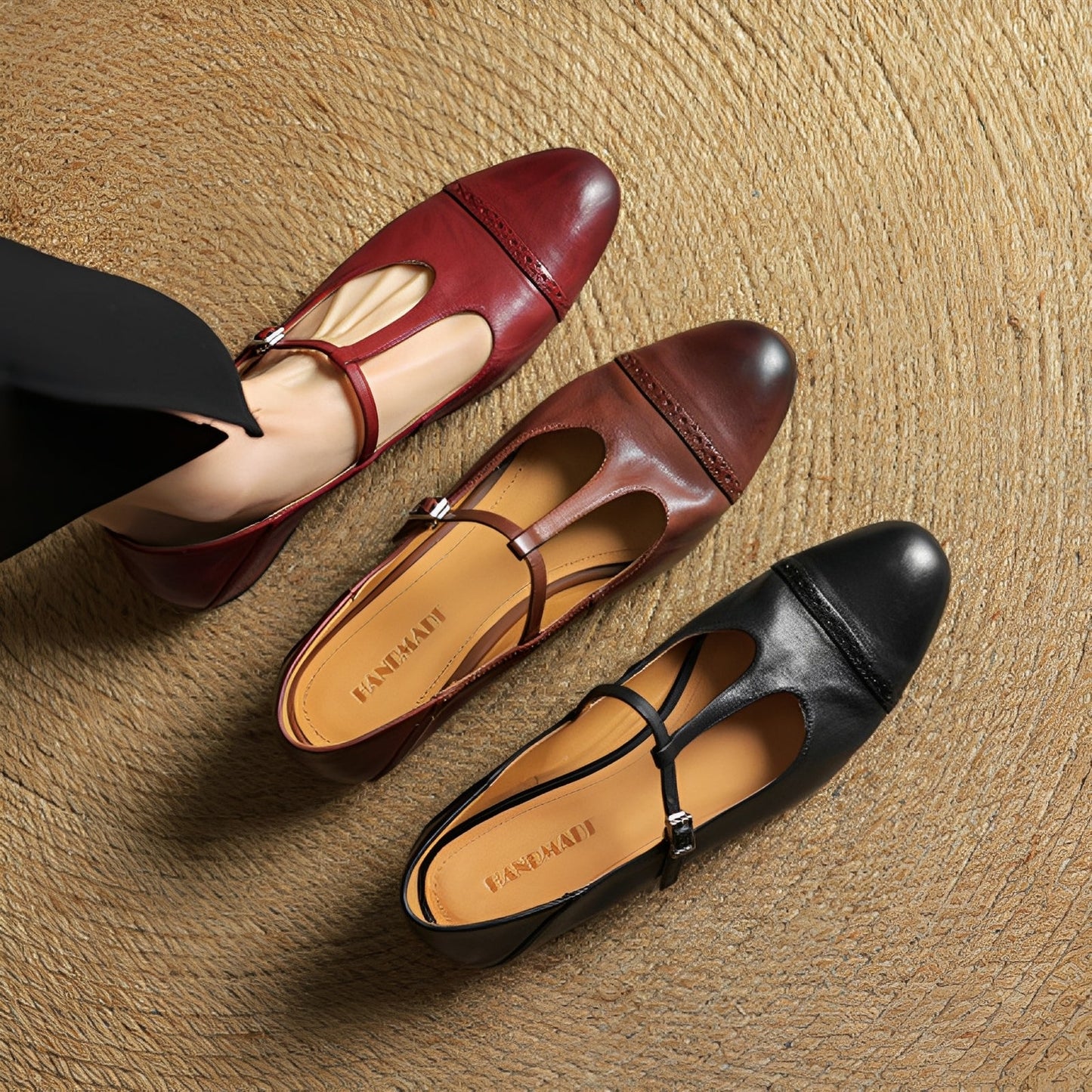 Bella Damen Ballerinas T-Schnalle Lässig