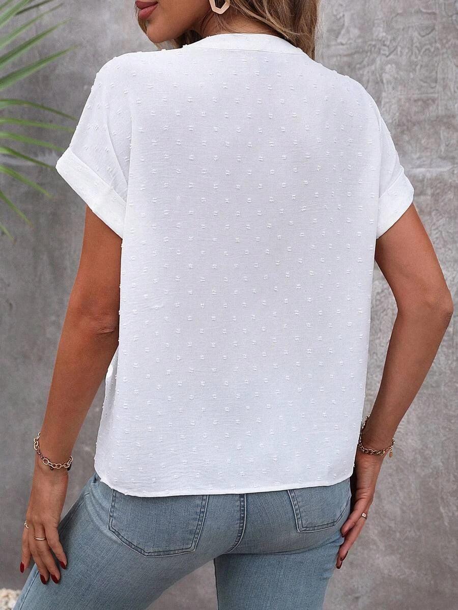 Damen mit weißen Punkten und Knöpfen Weiss