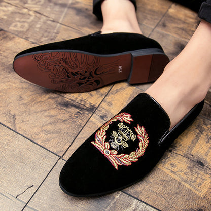 Rafael Herren Samtschuhe Stickerei Schwarz - Norvielle