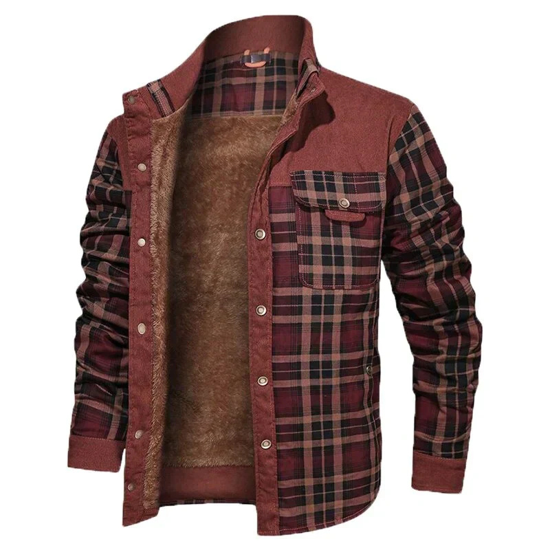 Herren Karo Hemdjacke Fleece-Futter Warm Braun - Norvielle