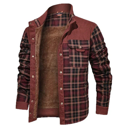 Herren Karo Hemdjacke Fleece-Futter Warm Braun - Norvielle