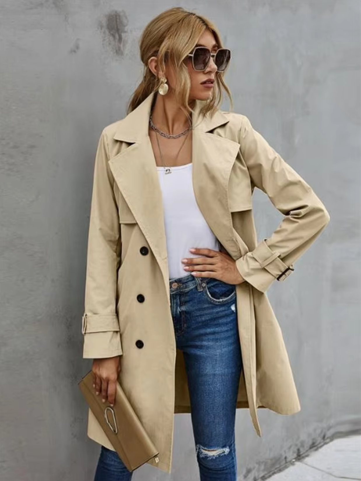 Damen Doppelreihiger Trenchcoat - Norvielle