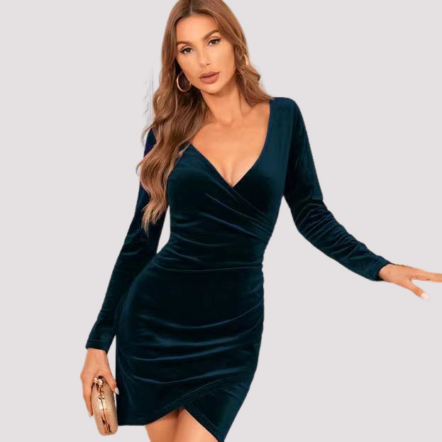 Damen Langarmkleid mit Tulpenrock Elegantes Design