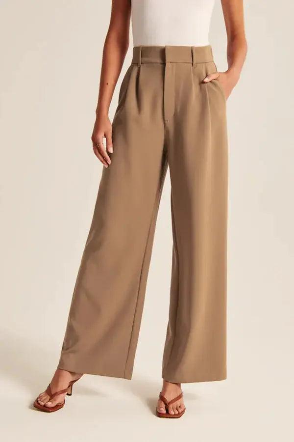 Elegante Damen High-Waist-Hose Wide-Leg Zeitloser Schnitt