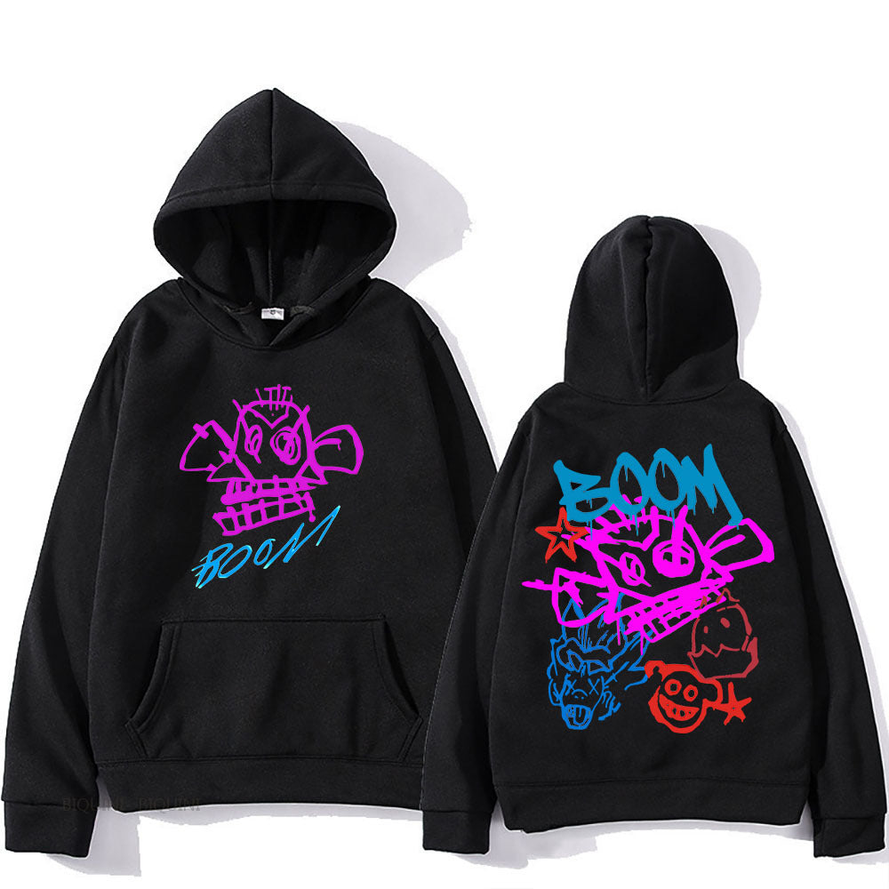 Norvielle Damen Langarm-Hoodie Cartoon-Motiv Schwarz - Norvielle