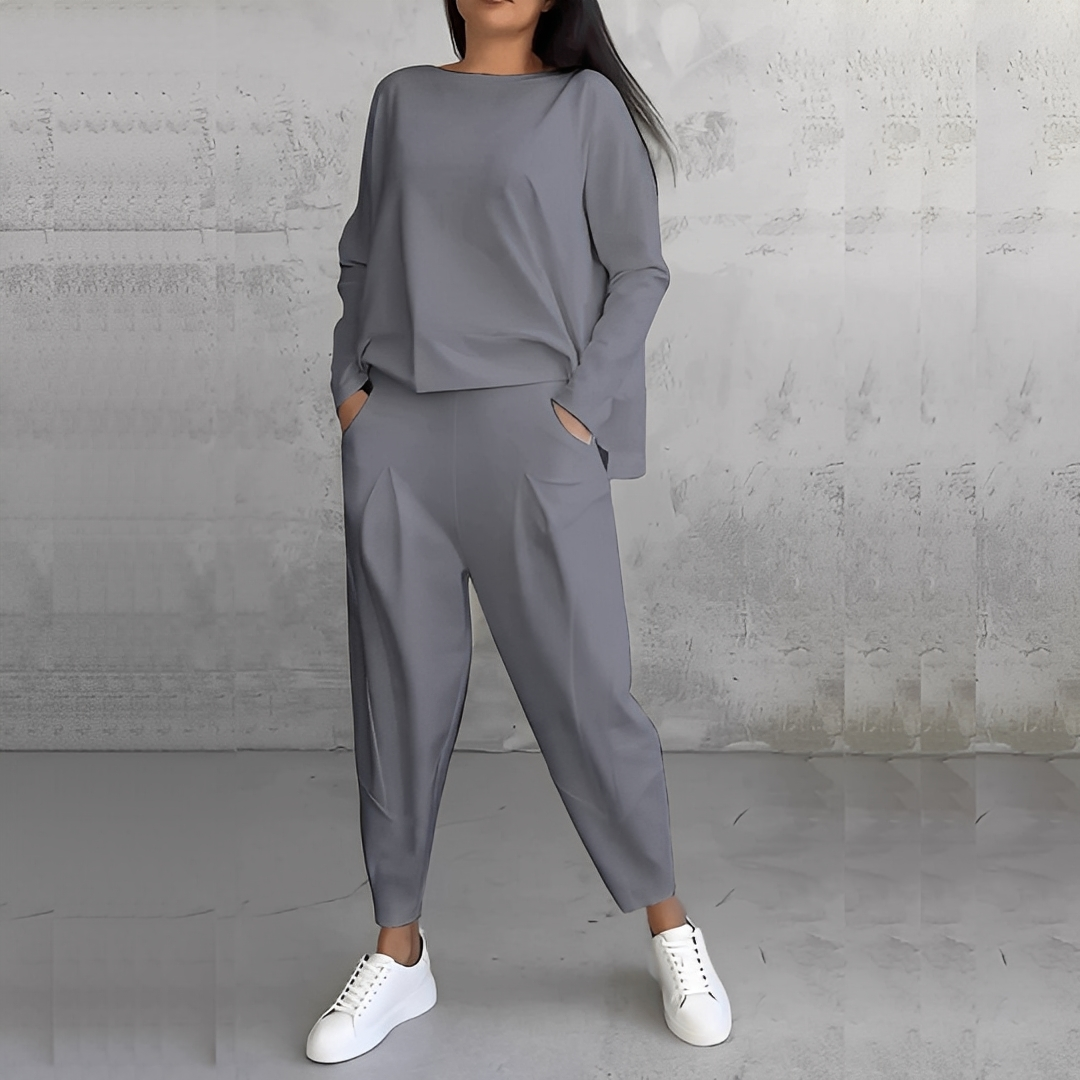 Damen Pullover Set Rundhals Hose