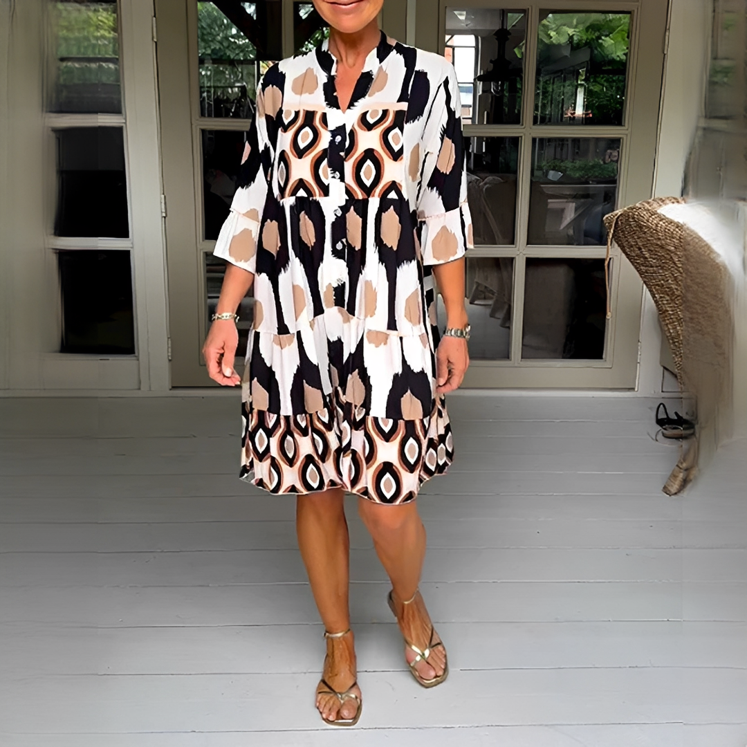 Damen Sommerkleid 3/4-Ärmel Muster Eleganz - Norvielle