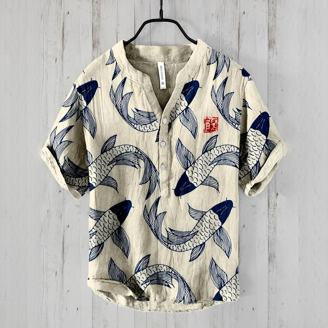 Herren Sommerhemd Vintage-Style Baumwolle Weiß - Norvielle
