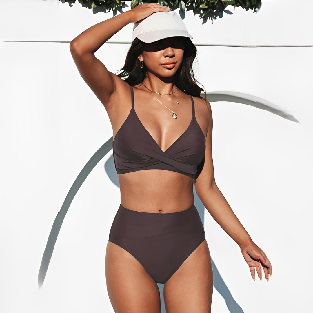 Damen High-Waist Bikini-Set Zweiteiler Strand Pool