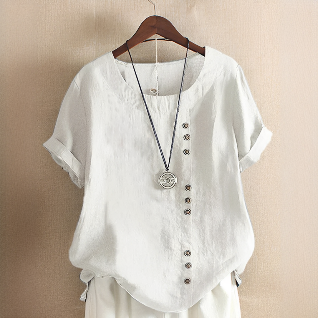 Damen Sommer T-Shirt Elegant Baumwolle Weiß - Norvielle