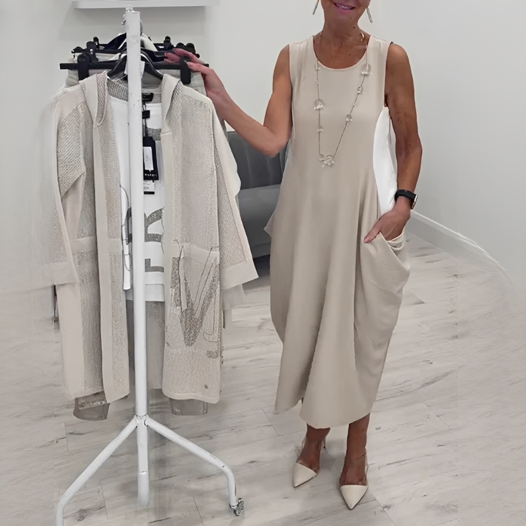 Damenkleid Lockeres Bequemes Kleid aus Baumwolle Schwarz - Norvielle