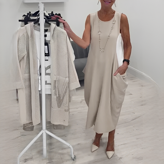 Damenkleid Lockeres Bequemes Kleid aus Baumwolle Schwarz - Norvielle