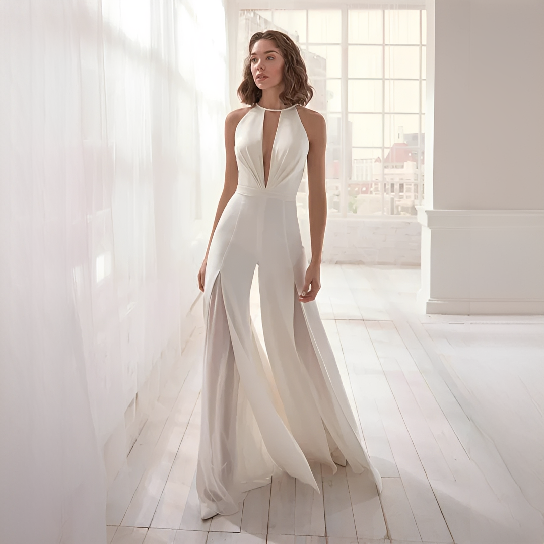 Damen Overall V-Ausschnitt Stilvoll - Norvielle
