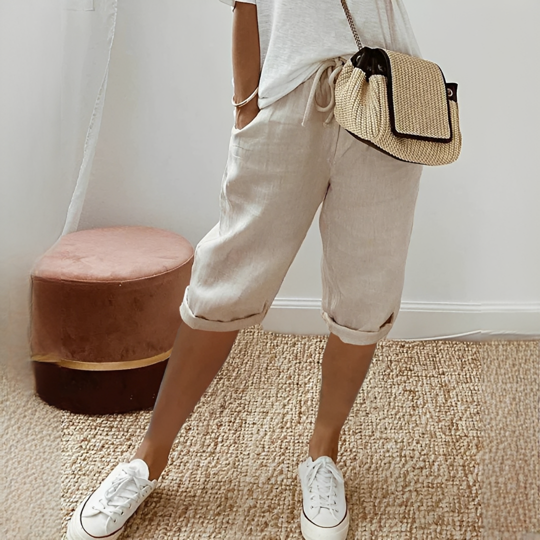 Damen Sommer-Shorts Trend aus Baumwolle Beige - Norvielle