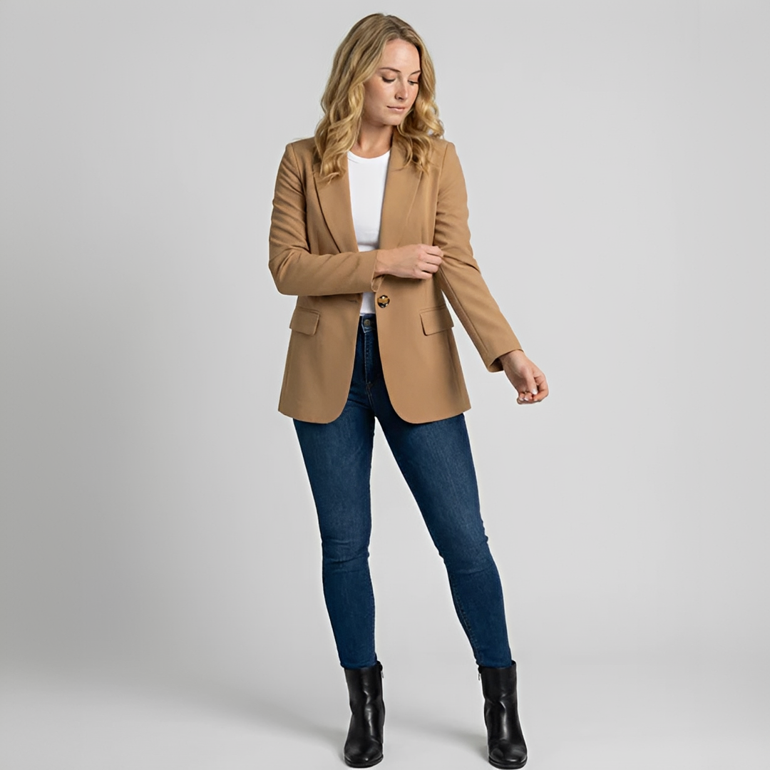 Damen Blazer Stoff Schwarz Elegannt - Norvielle