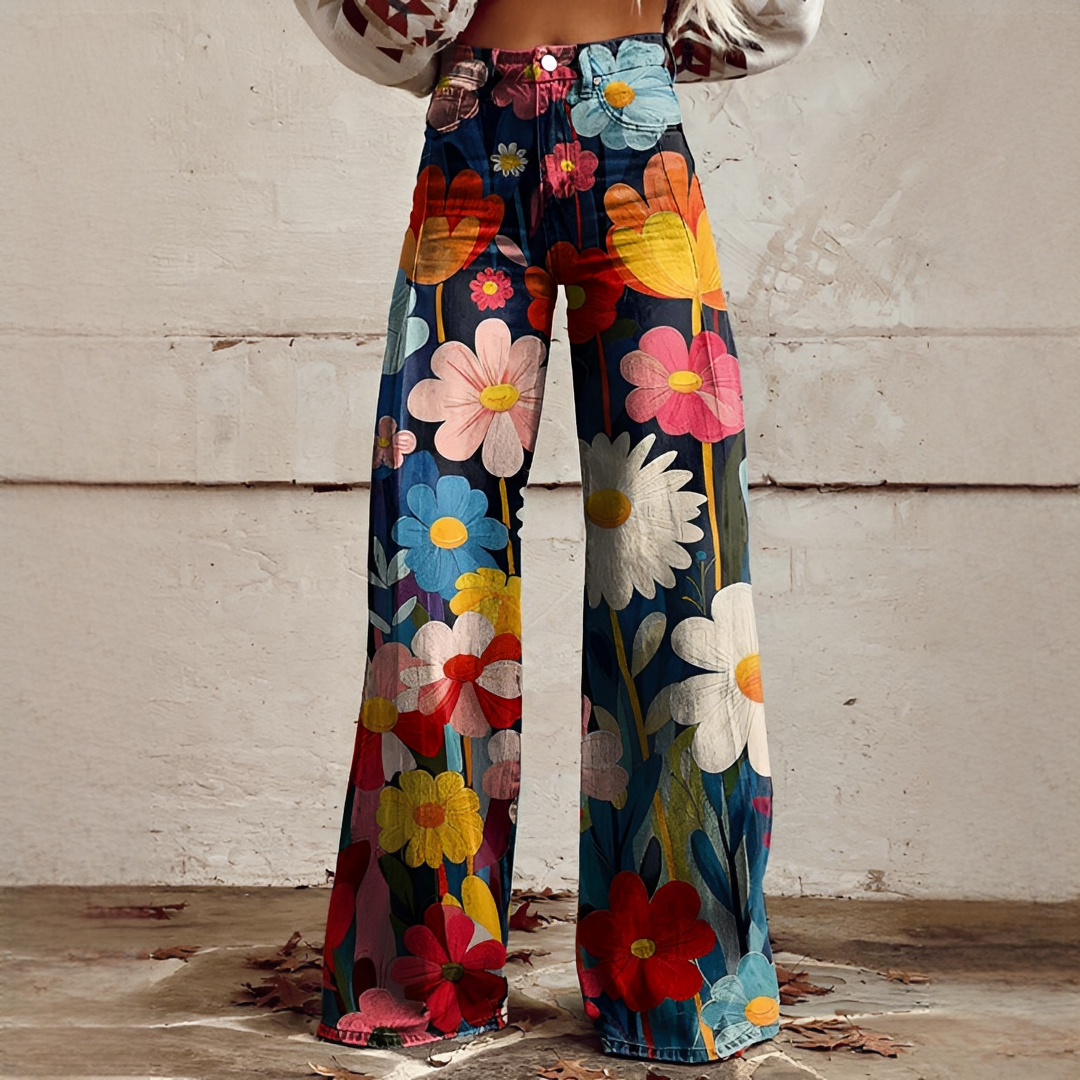 Damenhose BlumenmusterLocker Geschnitten Leicht - Norvielle