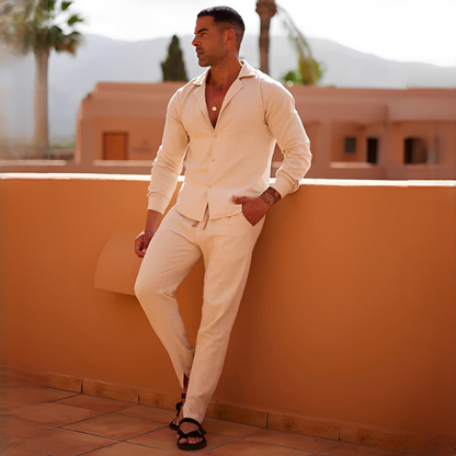 Herren Sommerhemden Elegantes Leinen Weiß - Norvielle