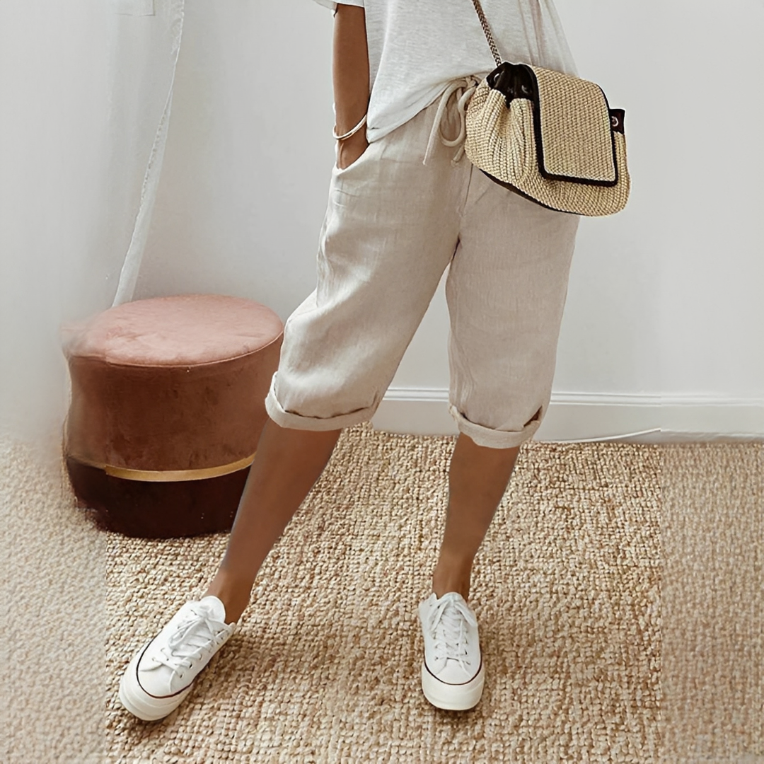 Damen Sommerhose Trendig Leicht Beige - Norvielle