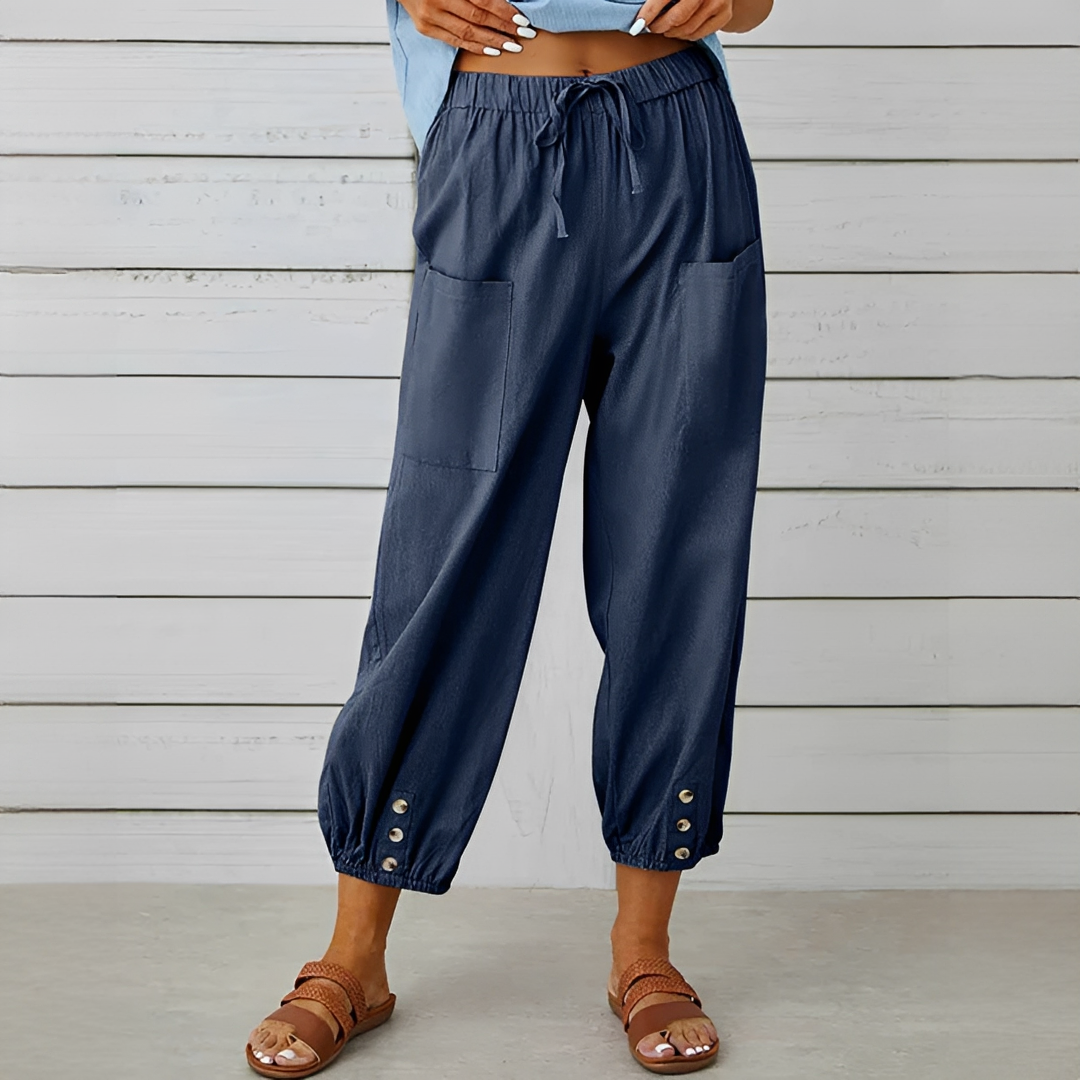 Damen Sommerhose Elegant Leicht Beige