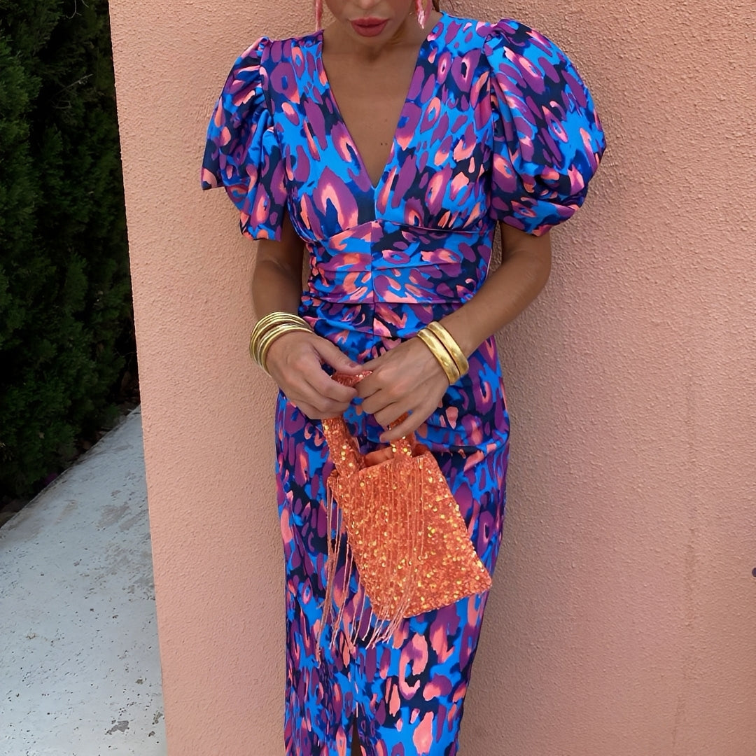 Damen Kleid mit Print Schmal Geschnitten