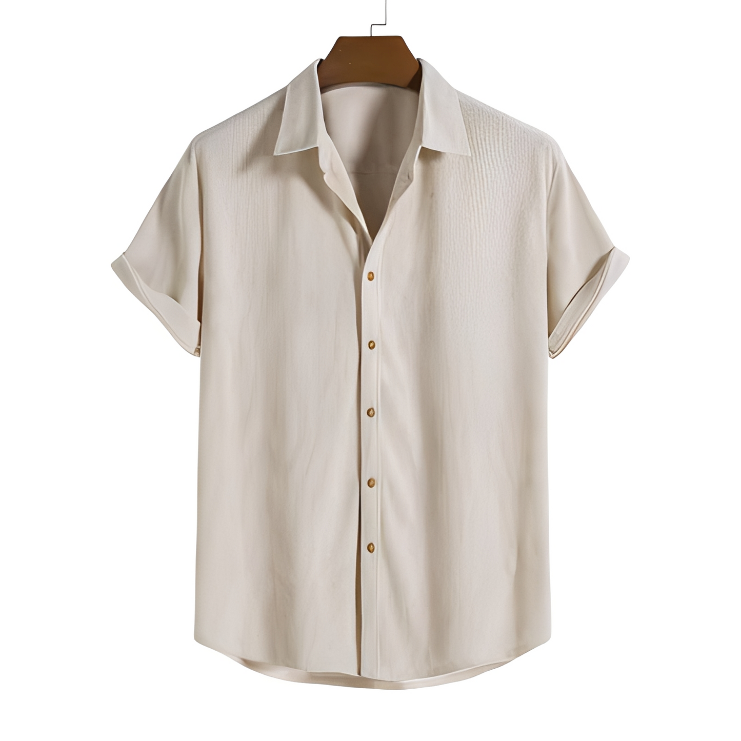 Herren Kurzarmhemd Leichtes Sommerhemd mit Knöpfen Beige - Norvielle