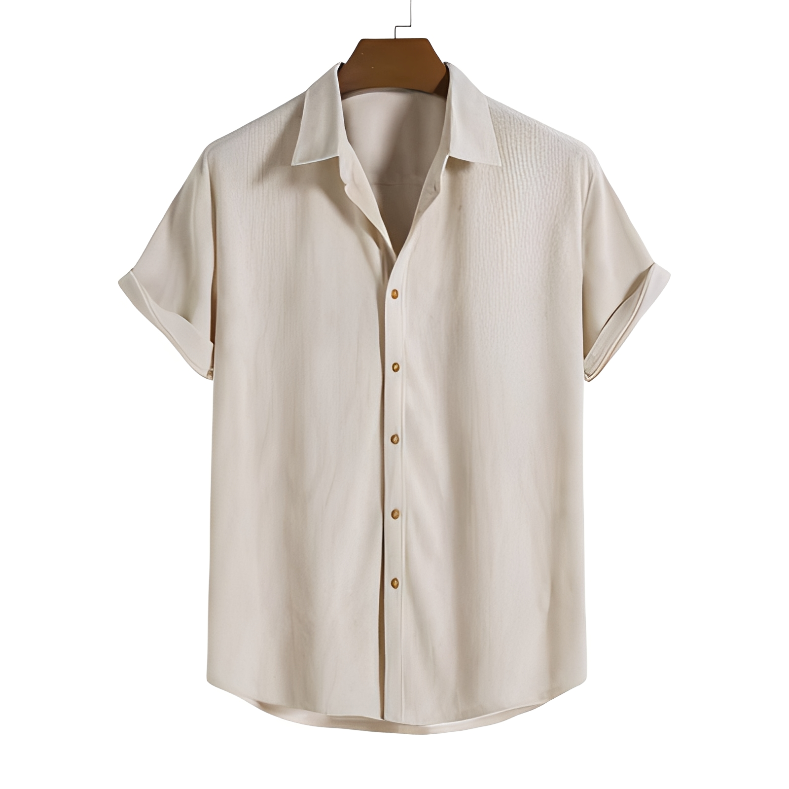 Herren Kurzarmhemd Leichtes Sommerhemd mit Knöpfen Beige - Norvielle