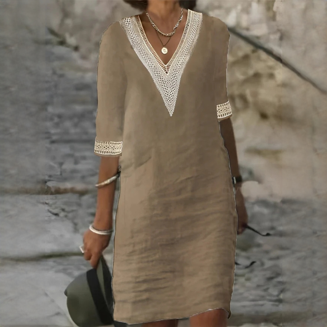 Mellisa Damen Sommerkleid V-Ausschnitt Elegant