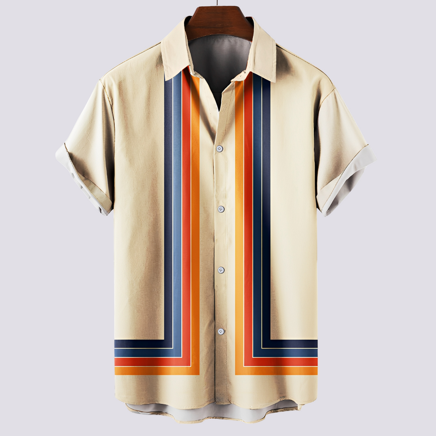 Herren Musterhemd Klassisches Print-Hemd Baumwolle Blau - Norvielle