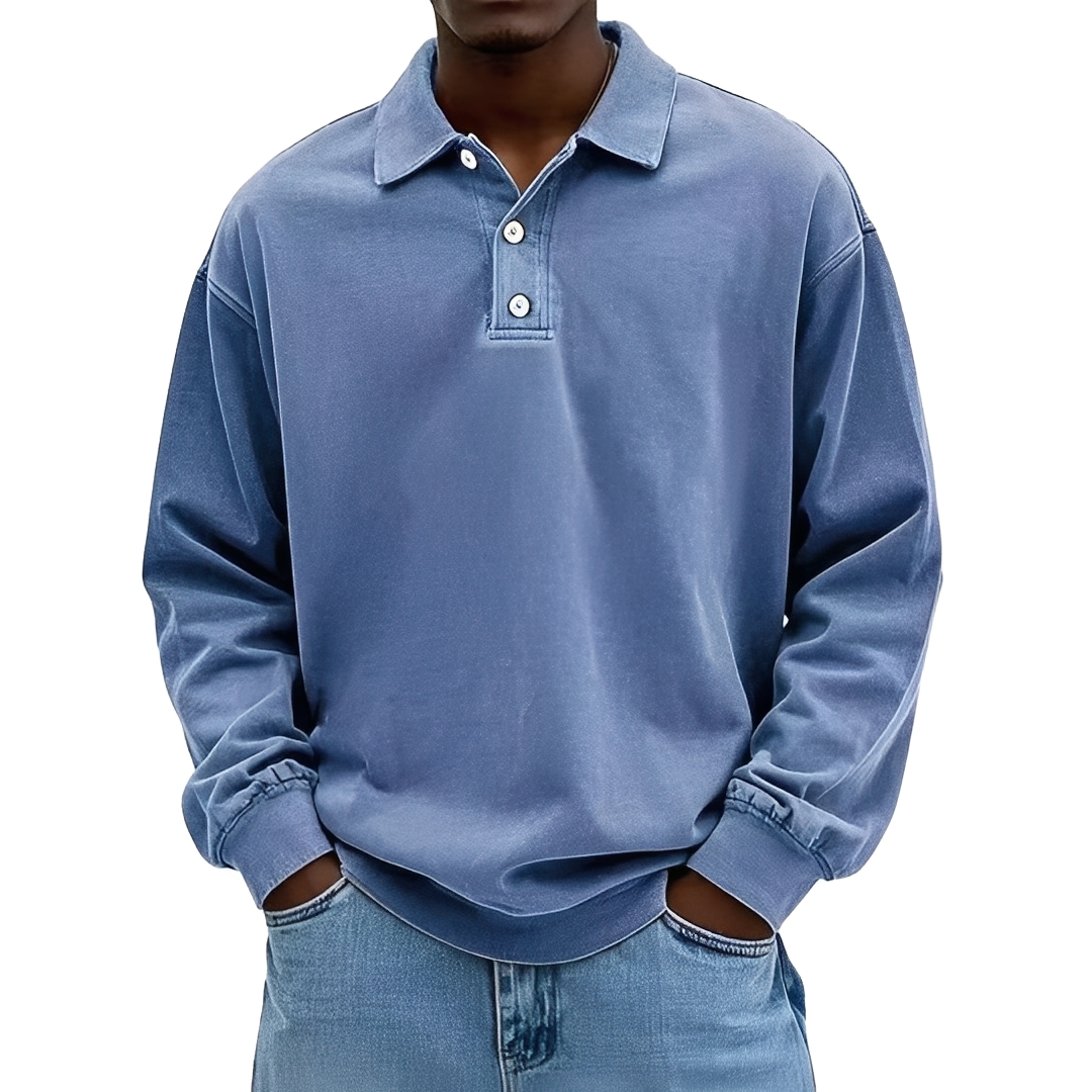 Lothaire Herren Langarm-Polo Vintage