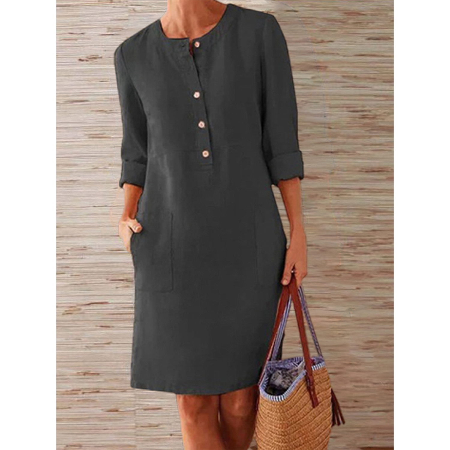 Damen Kleid Elegantes Unifarbenes Leichtes - Norvielle