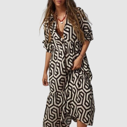 Norvielle Damen Langärmliges Kleid Geometrisches Muster