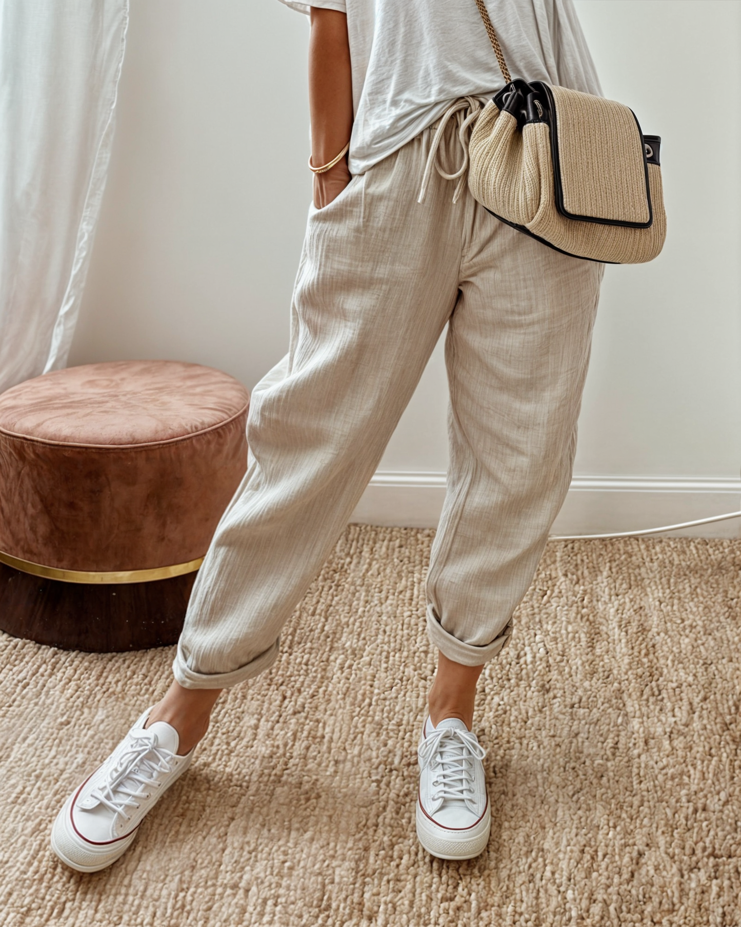 Damen Sommerhose Kordelzug mit Taschen - Norvielle