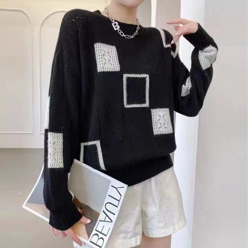 Relaxed Geometrischer Pullover Damen