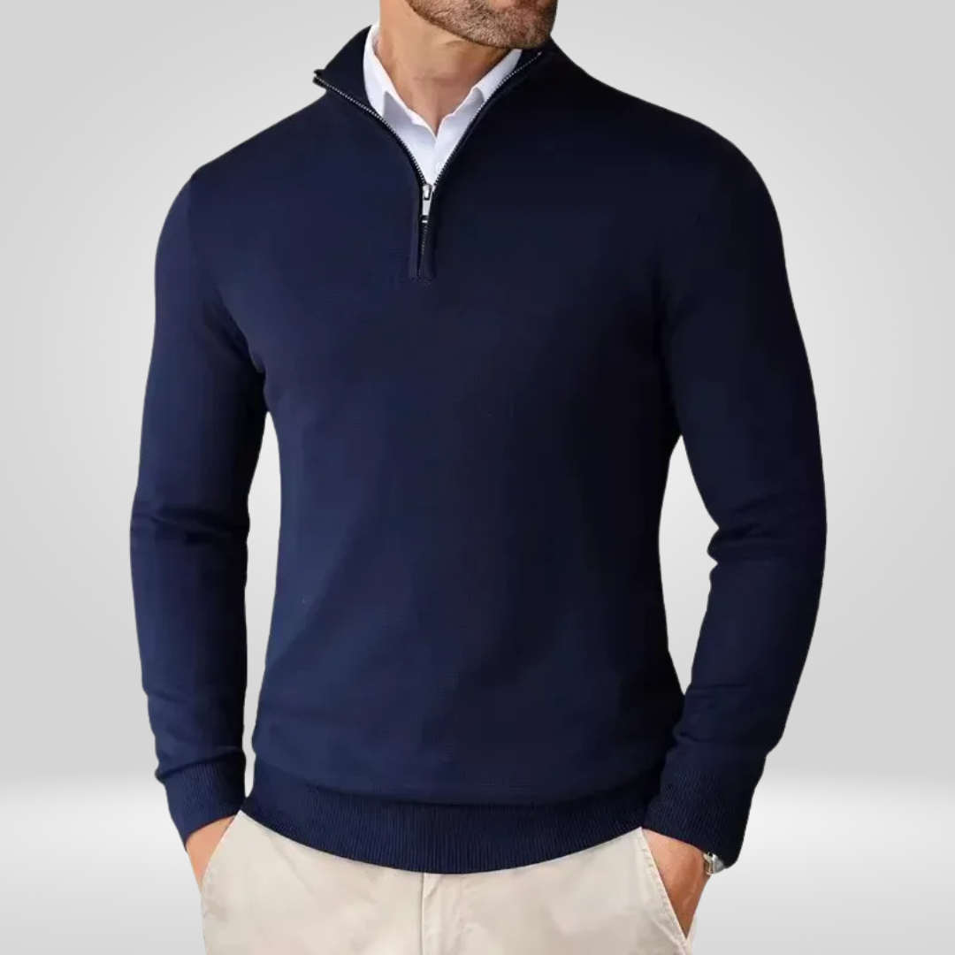 Herren Pullover Reißverschlusskragen SlimFit
