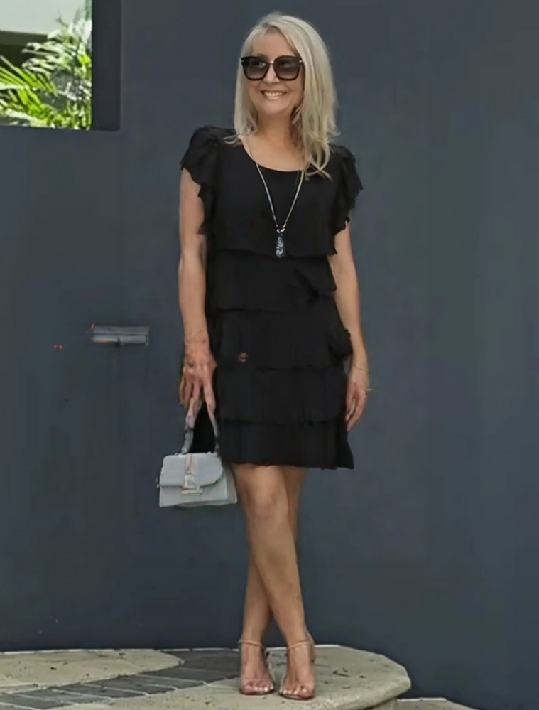 Damen Midikleid mit Rüschen und Lagen für besondere Anlässe