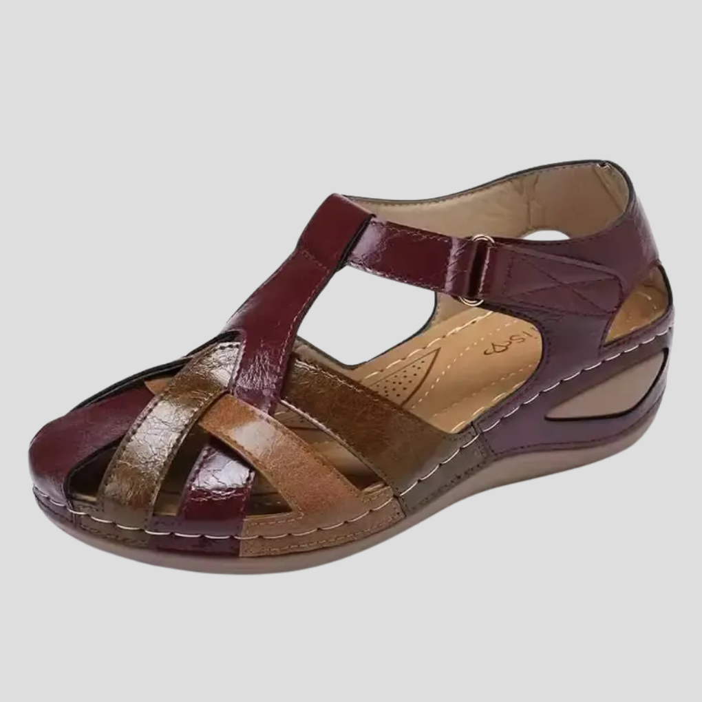 Damen Komfort-Sandale Leder Arch Support Braun - Norvielle