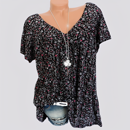 Damen Bluse Blumenmuster Baumwolle Locker Sitzend