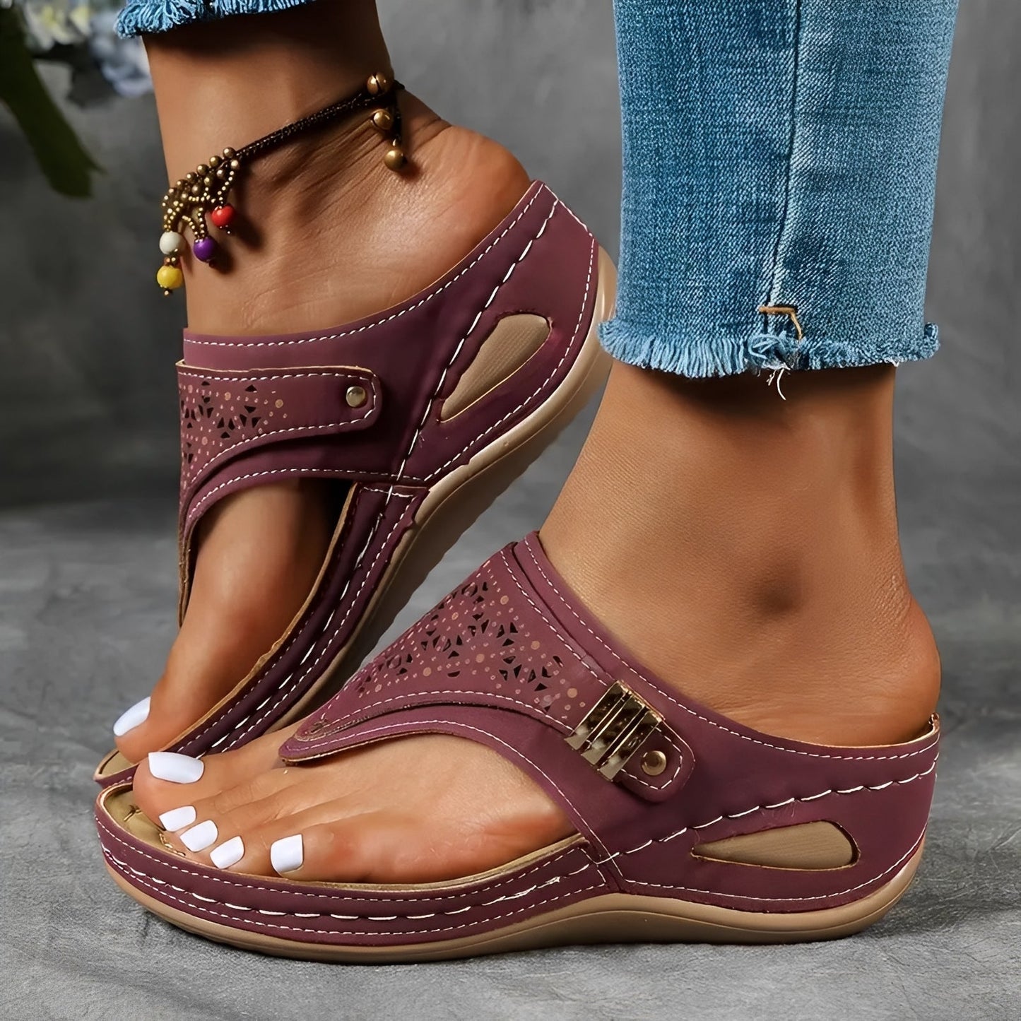 Damen Römer-Sandalen Keilabsatz Lässig