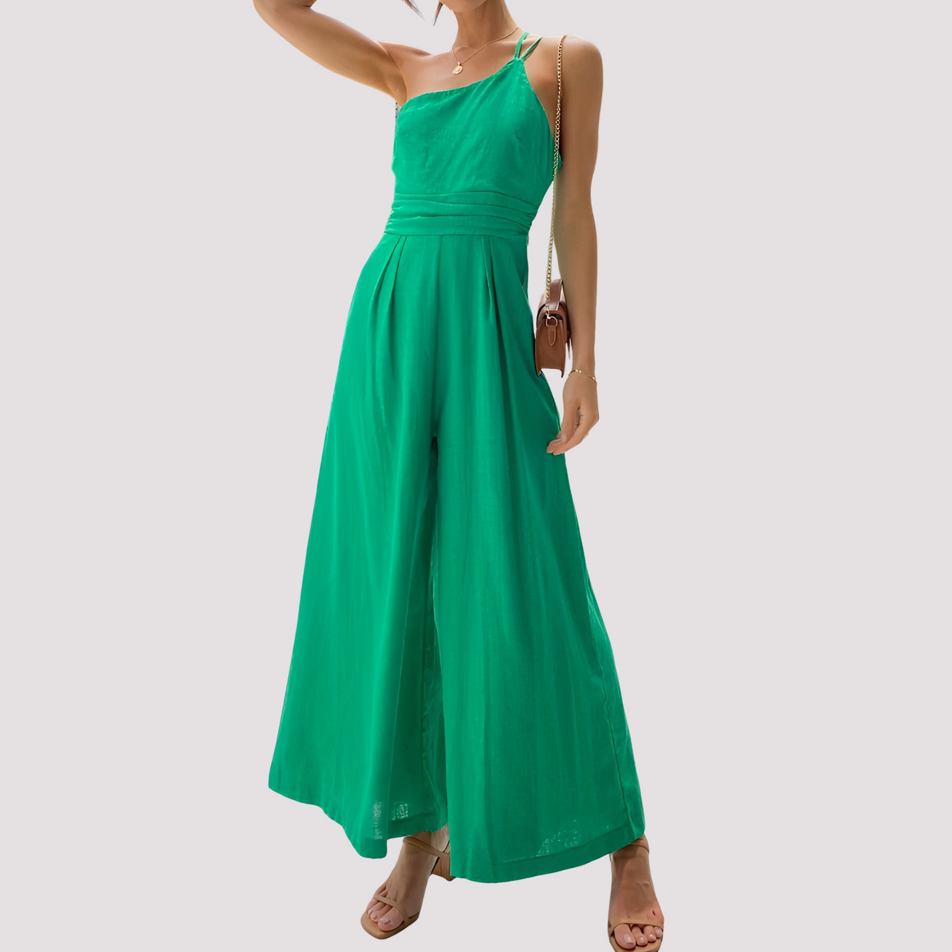 Damen Ein-Schulter-Jumpsuit Weites Bein Elegantes Design - Norvielle