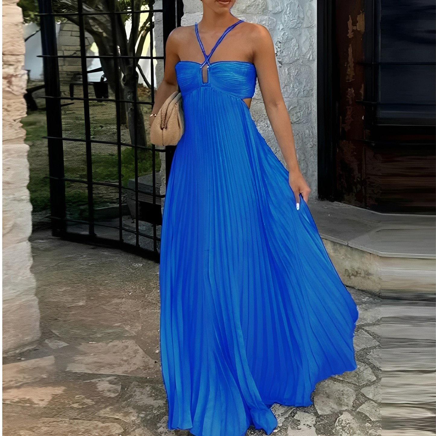 Damen Maxikleid Faltenrock Stilvoll