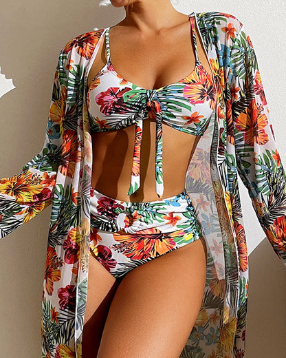 Damen Bikini Tropisches Muster Bunt