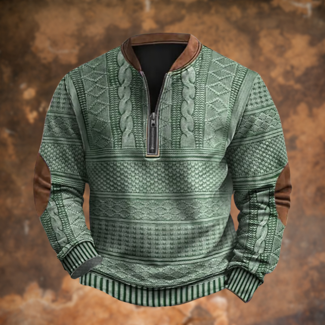 Strickpullover Mit Reißverschluss Gestrickt Musterdesign