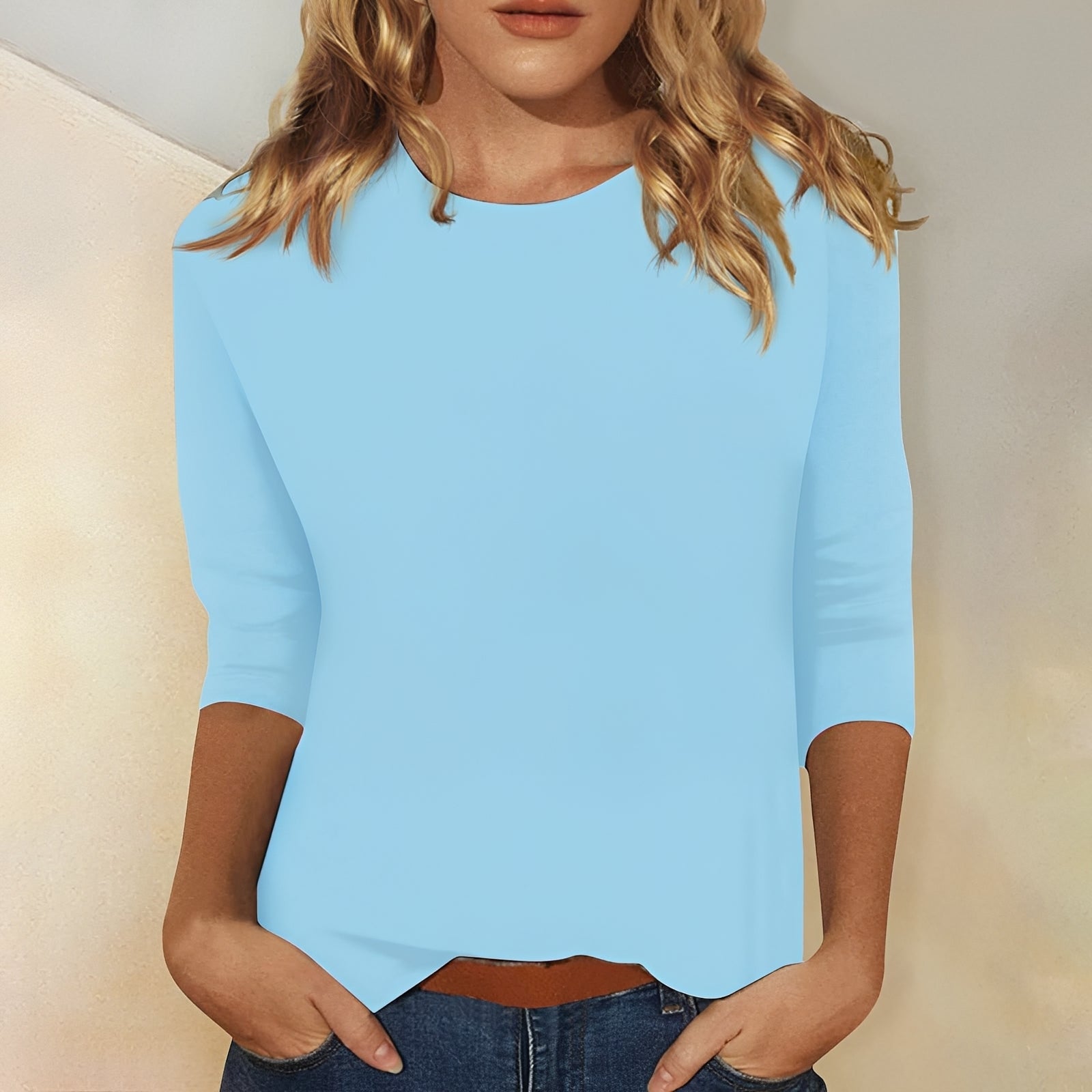 Damen Shirt 3/4 Ärmel Komfortbares Oberteil für Alltag - Norvielle
