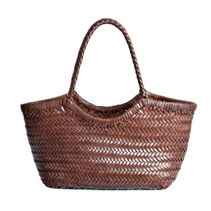 e Geflochtene Leder-Shopper Rustikal Damen